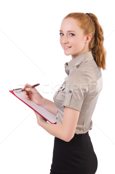 Attractive businesswoman  with binder  isolated on white Stock photo © Elnur