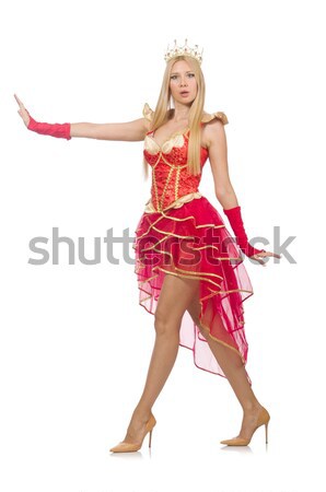 Stock fotó: Nő · tánc · vörös · ruha · izolált · fehér · szexi