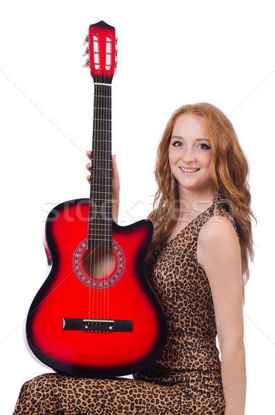 Woman playing guitar isolated on white Stock photo © Elnur