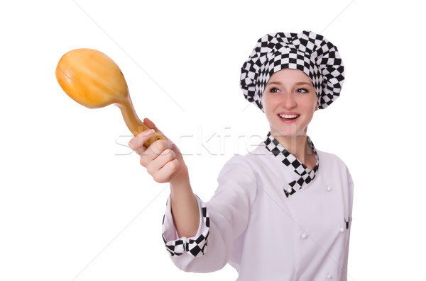 Female chef isolated on white Stock photo © Elnur