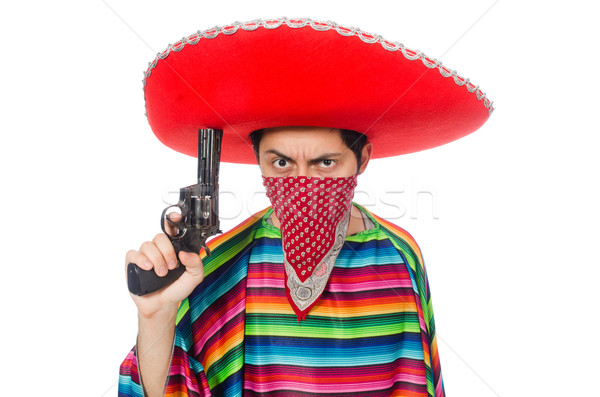 Stockfoto: Grappig · Mexicaanse · wapen · geïsoleerd · witte · partij