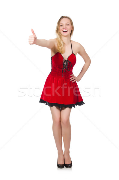 Woman giving thumbs up isolated on white Stock photo © Elnur