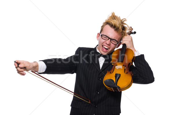 Foto stock: Jóvenes · músico · violín · aislado · blanco · música