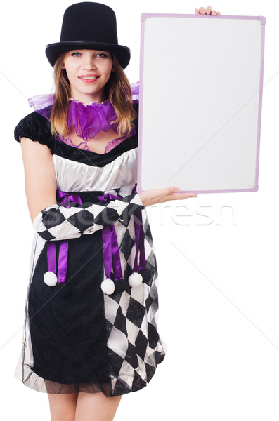 Girl in harlequin costume isolated on white Stock photo © Elnur