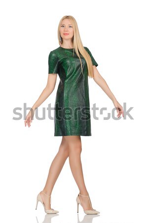 Foto stock: Encantador · caucasiano · mulher · verde · vestir