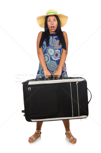 Woman with suitcase isolated on white Stock photo © Elnur