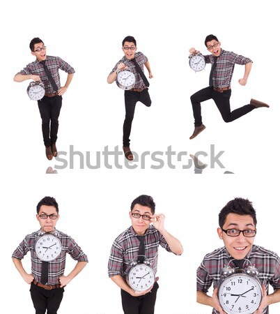 Young man with clock isolated on white Stock photo © Elnur