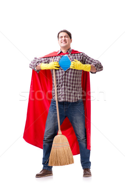 Stock photo: Super hero cleaner isolated on white