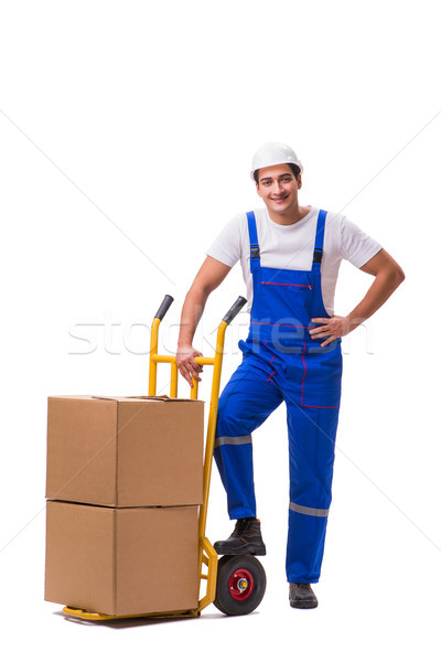 Man delivering box isolated on white Stock photo © Elnur