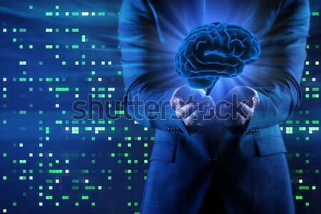 Stock photo: The businessman in artificial intelligence concept
