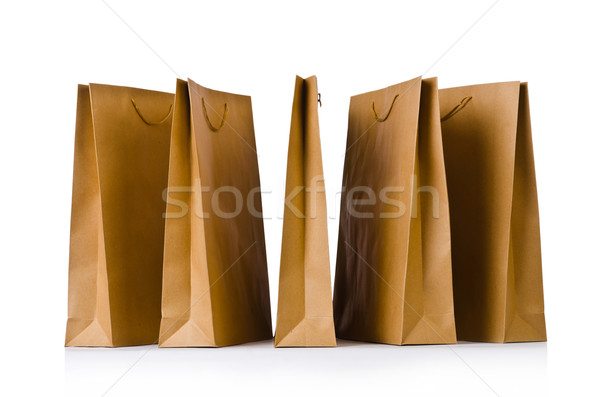Einkaufstaschen isoliert weiß Papier Design Hintergrund Stock foto © Elnur