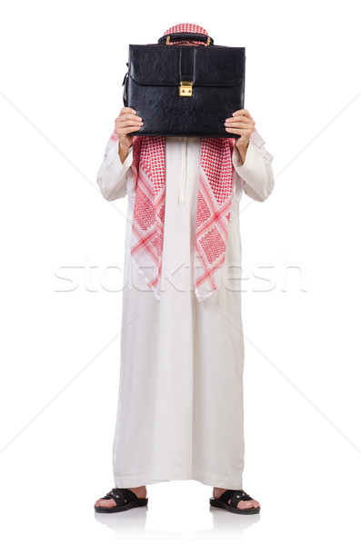 Stock photo: Arab businessman with briefcase isolated on white