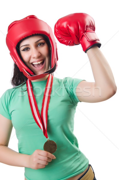Woman boxer isolated on the white background Stock photo © Elnur