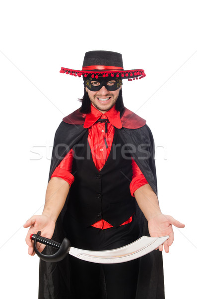 Young man in carnival coat with sword isolated on white Stock photo © Elnur