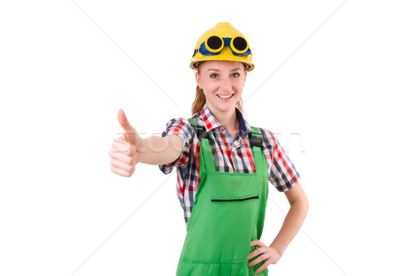 Female handyman in overalls isolated on white Stock photo © Elnur
