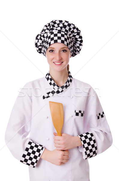 Female chef isolated on white Stock photo © Elnur