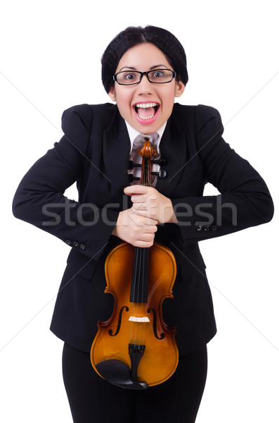 Woman with violin isolated on the white Stock photo © Elnur