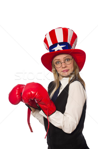 Woman with boxing gloves isolated on white Stock photo © Elnur