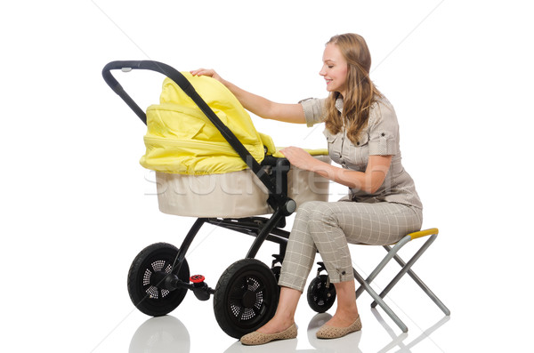 Woman with pram isolated on white Stock photo © Elnur