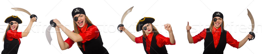 Woman pirate in various concepts on white Stock photo © Elnur