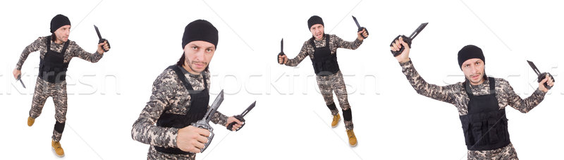 Soldier with knife isolated on white Stock photo © Elnur