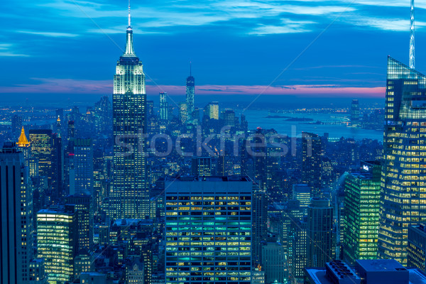 Nuit vue nouvelle Manhattan coucher du soleil affaires [[stock_photo]] © Elnur