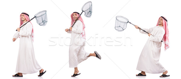 Arab man with catching net isolated on white Stock photo © Elnur