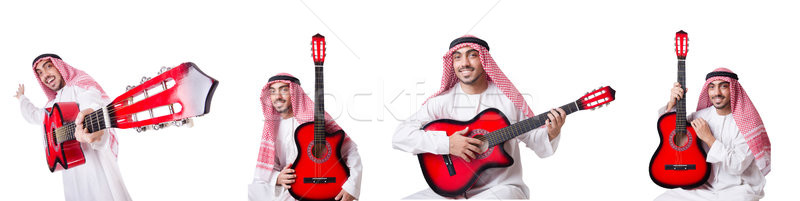 Arab om joc chitară izolat alb Imagine de stoc © Elnur