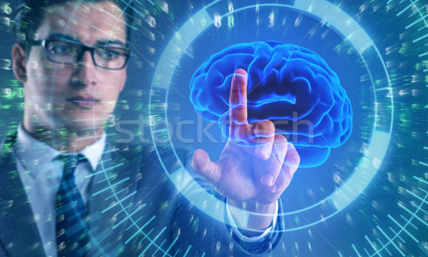 Stock foto: Geschäftsmann · künstliche · Intelligenz · Business · Netzwerk · Gehirn · Zukunft