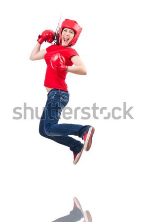 Woman boxer isolated on the white background Stock photo © Elnur