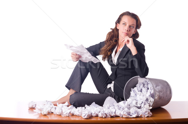 Woman with lots of discarded paper Stock photo © Elnur