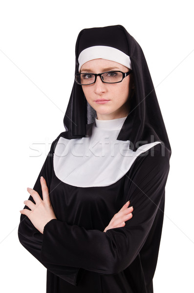 Jovem sério freira isolado branco mão Foto stock © Elnur