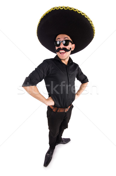 ストックフォト: 面白い · 男 · 着用 · メキシコ料理 · ソンブレロ · 帽子