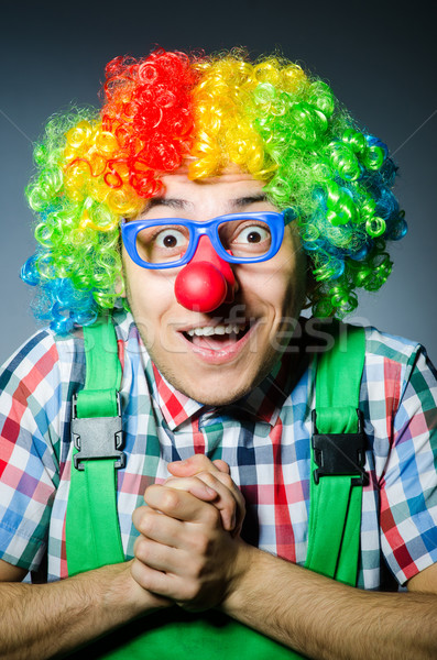 Stockfoto: Grappig · clown · donkere · partij · gelukkig · verjaardag