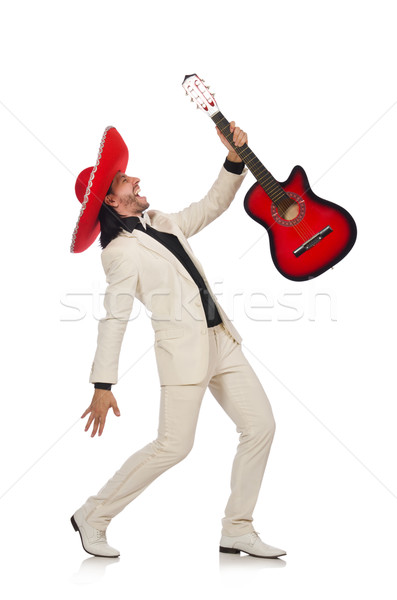 Funny mexican in suit holding guitar isolated on white Stock photo © Elnur