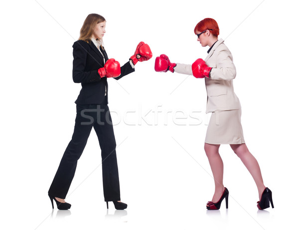 Two businesswomen boxing isolated on white Stock photo © Elnur