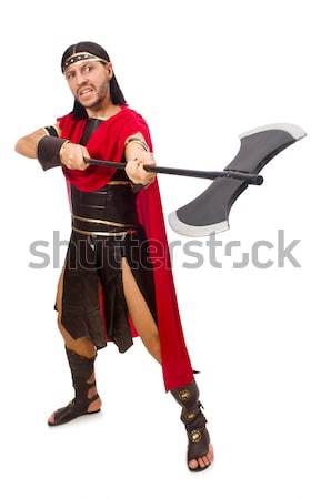 Gladiator halten Schwert isoliert weiß Mann Stock foto © Elnur