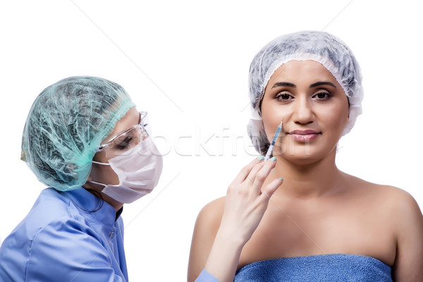 Jonge vrouw plastische chirurgie geïsoleerd witte vrouw gezicht Stockfoto © Elnur