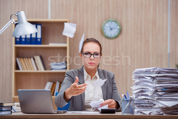 Occupés stressante femme secrétaire stress bureau Photo stock © Elnur