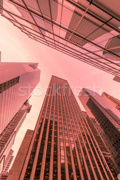 New York skyscrapers vew from street level Stock photo © Elnur