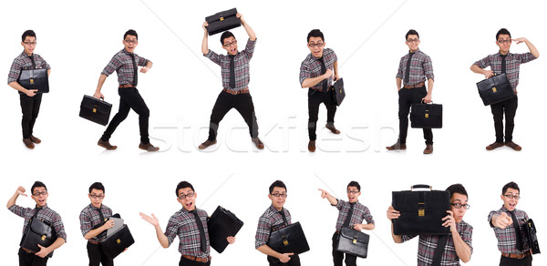 Young employee with briefcase isolated on white Stock photo © Elnur