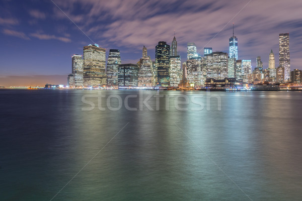 Vedere scadea Manhattan afaceri măr noapte Imagine de stoc © Elnur