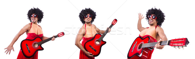Man in woman clothing with guitar Stock photo © Elnur