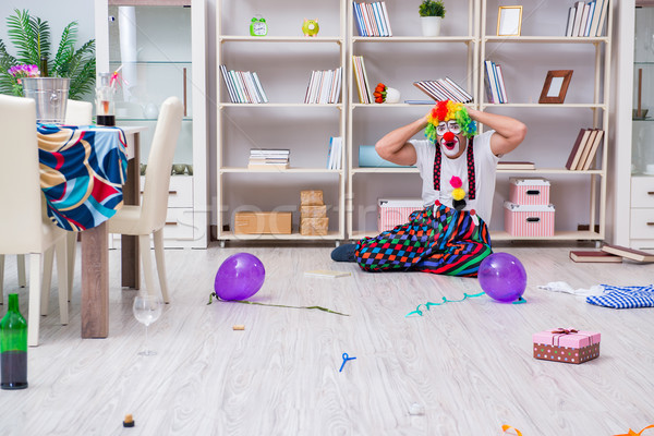 Drunk clown celebrating having a party at home Stock photo © Elnur