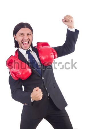 Badly beaten businessman with boxing gloves Stock photo © Elnur