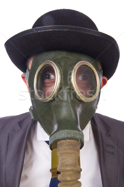üzletember visel gázmaszk izolált fehér arc Stock fotó © Elnur