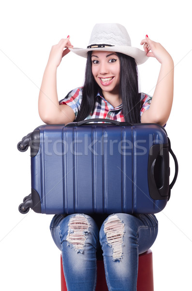 旅行 假期 行李 白 女孩 快樂 商業照片 © Elnur