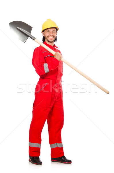 Man in red coveralls with spade Stock photo © Elnur