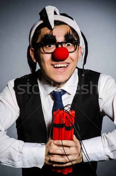 Funny clown with sticks of dynamite Stock photo © Elnur