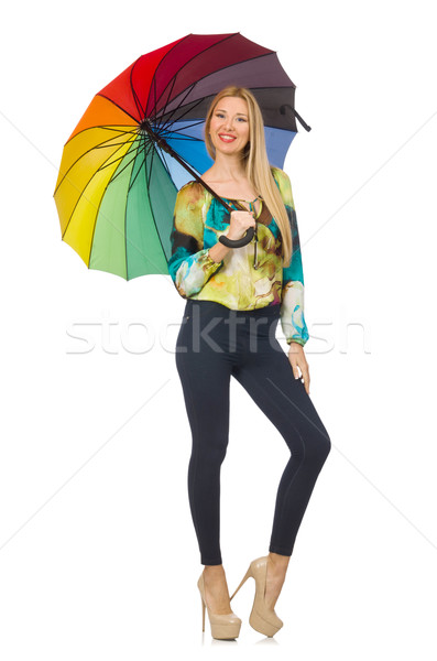 Woman with umbrella isolated on white Stock photo © Elnur